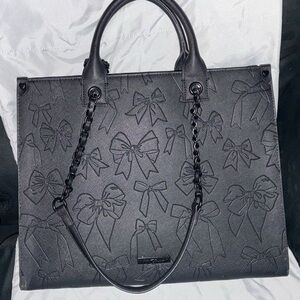 Blue by Betsey Johnson Embossed Black Bow Tote